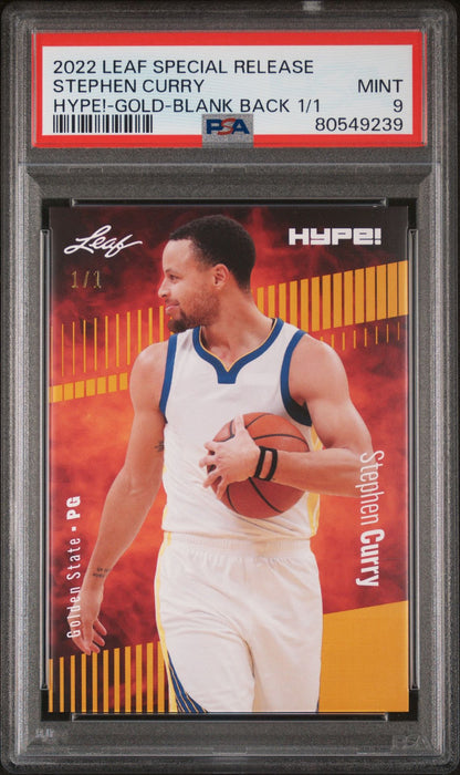 PSA 9 Stephen Curry 2022 Leaf Hype! #92 Gold Blank Back 1/1 Rare Trading Card