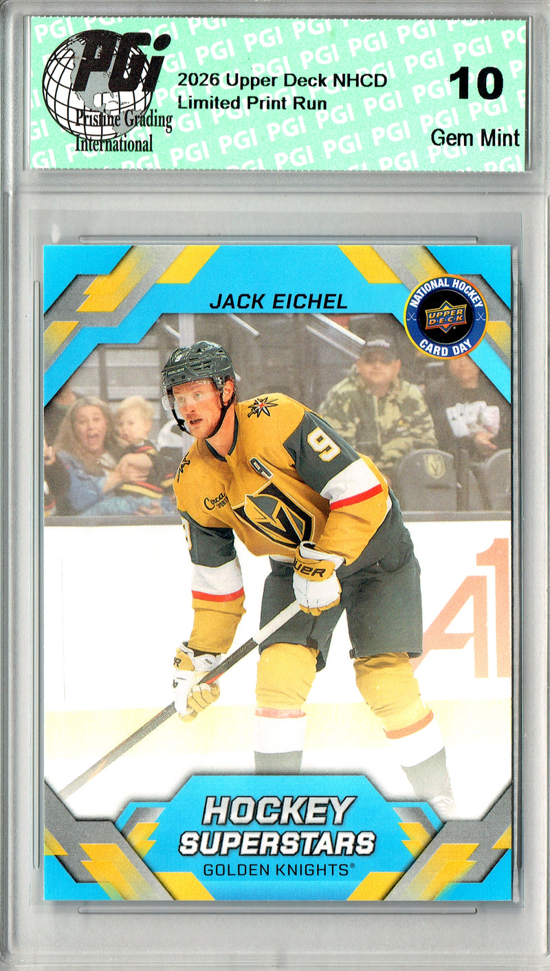 Jack Eichel Trading Card 2026 Upper Deck #NHCD-18 National Hockey Card Day, PGI 10, Vegas Golden Knights Hockey
