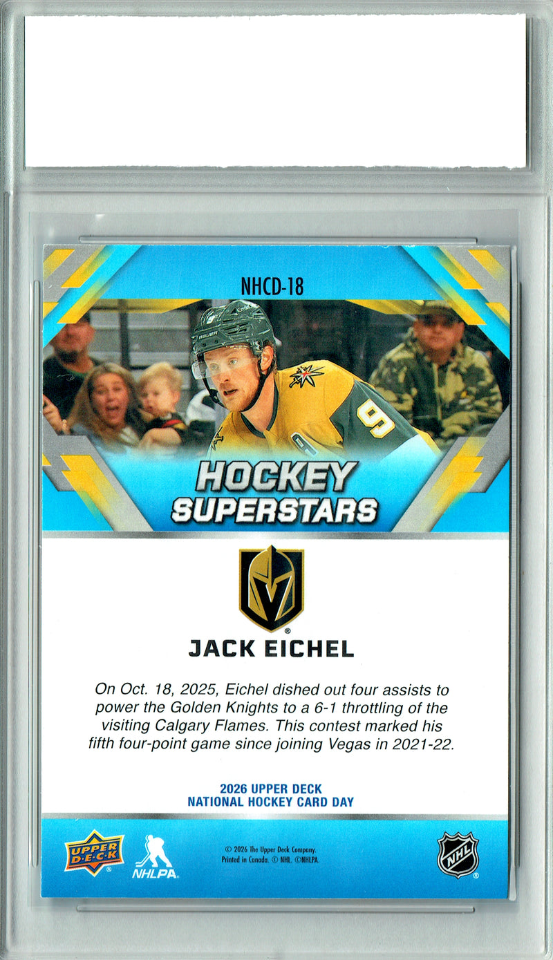 Jack Eichel Trading Card 2026 Upper Deck #NHCD-18 National Hockey Card Day, Certified Mint+ Condition, Vegas Golden Knights Hockey