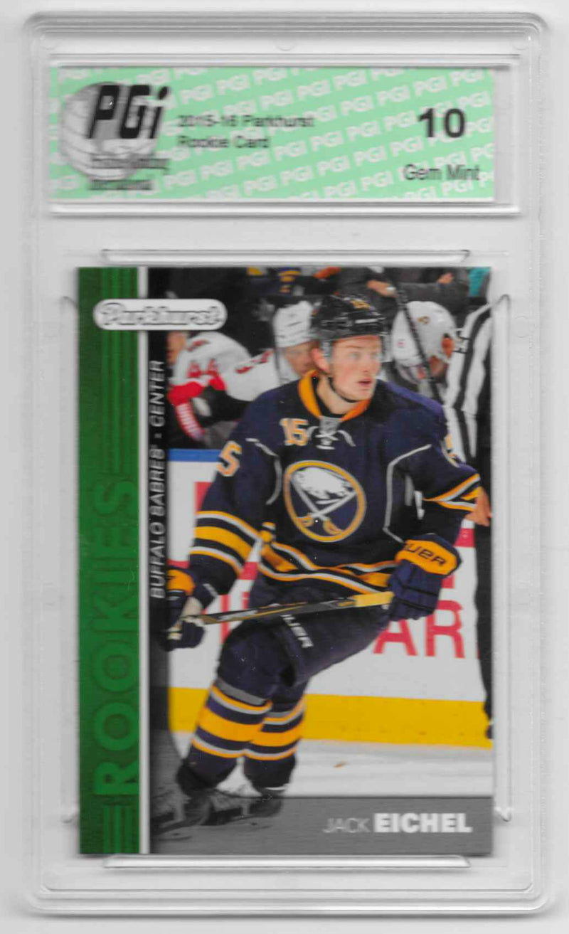 2015-16 Jack Eichel Green Parkhurst Rookie Card PR-2 PGI 10 Sabres