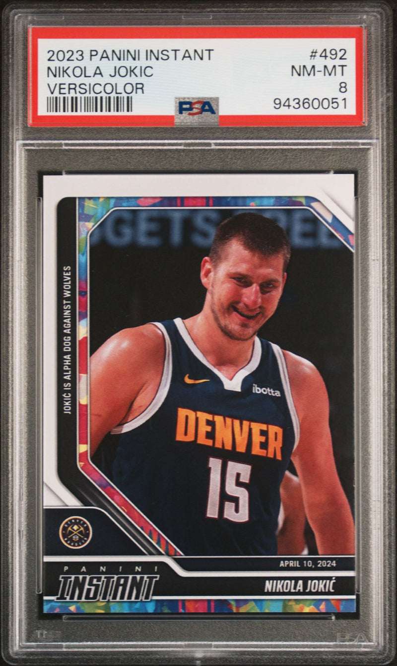 PSA 8 Nikola Jokic 2023 Panini Instant #492 Versicolor #4 of 5 Rare Trading Card Denver Nuggets