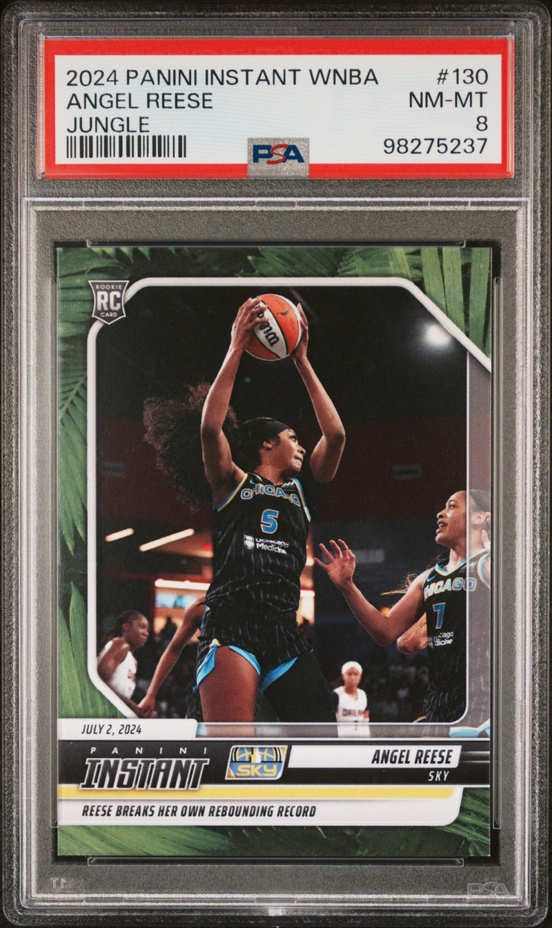 PSA 8 Angel Reese 2024 Panini Instant #130 Jungle SP Only 25 Made Rookie Card Chicago Sky