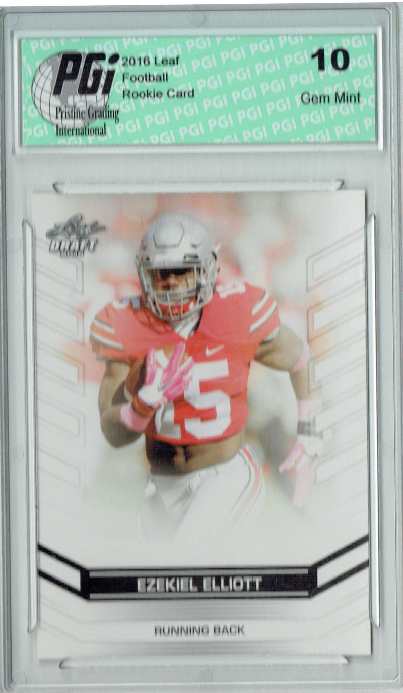 Ezekiel Elliott Rookie Card Ohio State / Dallas PGI 10 Gem Mint Football Trading Card 2016 Leaf Draft #03