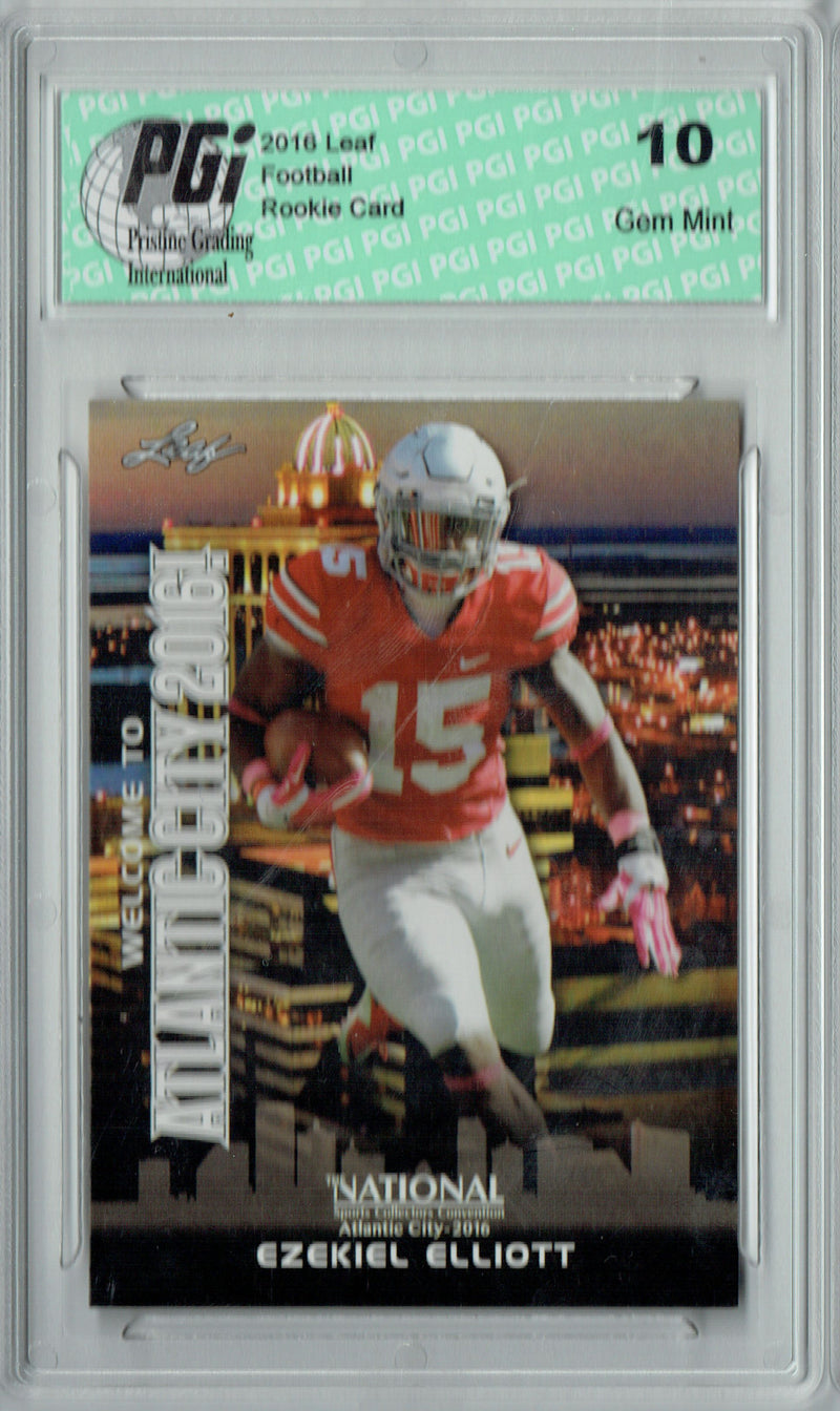 Ezekiel Elliott Rookie Card Ohio State / Dallas PGI 10 Gem Mint Football Trading Card 2016 Leaf National #05