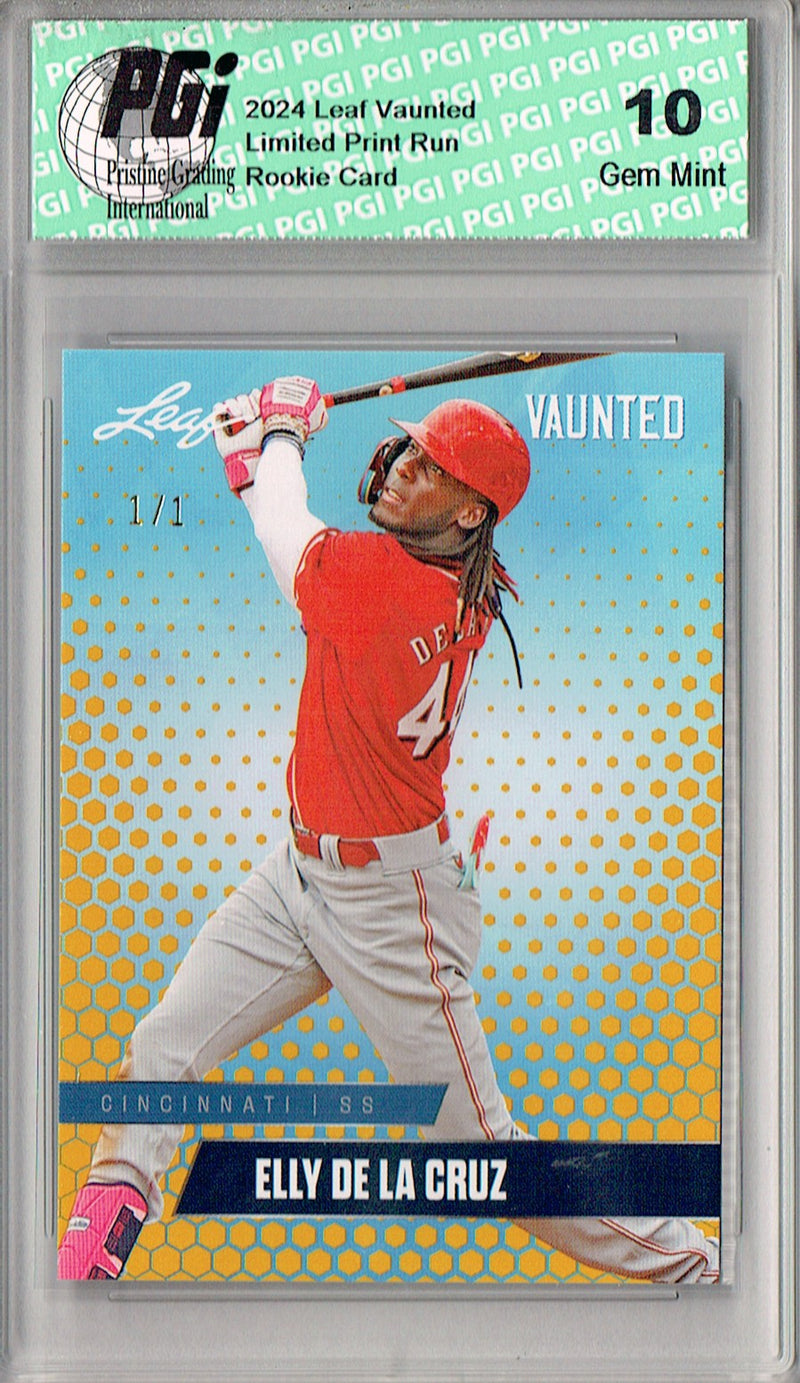 Elly De La Cruz 2024 Leaf Vaunted #V-04 Gold Blank Back 1/1 Rookie Card PGI 10