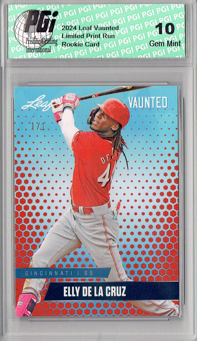 Elly De La Cruz 2024 Leaf Vaunted #V-04 Orange Blank Back 1/1 Rookie Card PGI 10
