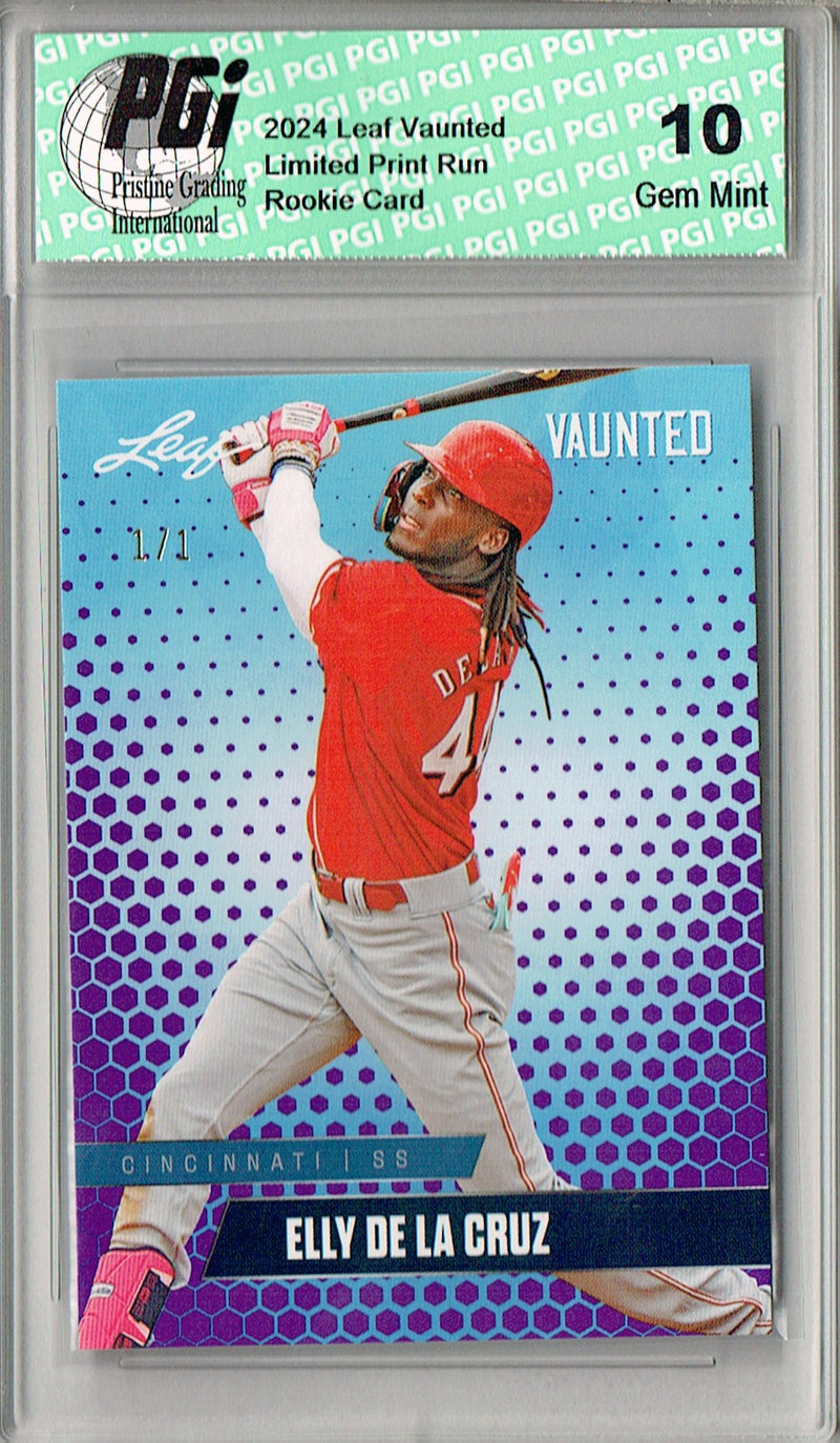 Elly De La Cruz 2024 Leaf Vaunted #V-04 Purple Blank Back 1/1 Rookie Card PGI 10