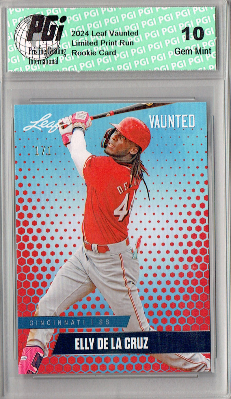 Elly De La Cruz 2024 Leaf Vaunted #V-04 Red Blank Back 1/1 Rookie Card PGI 10