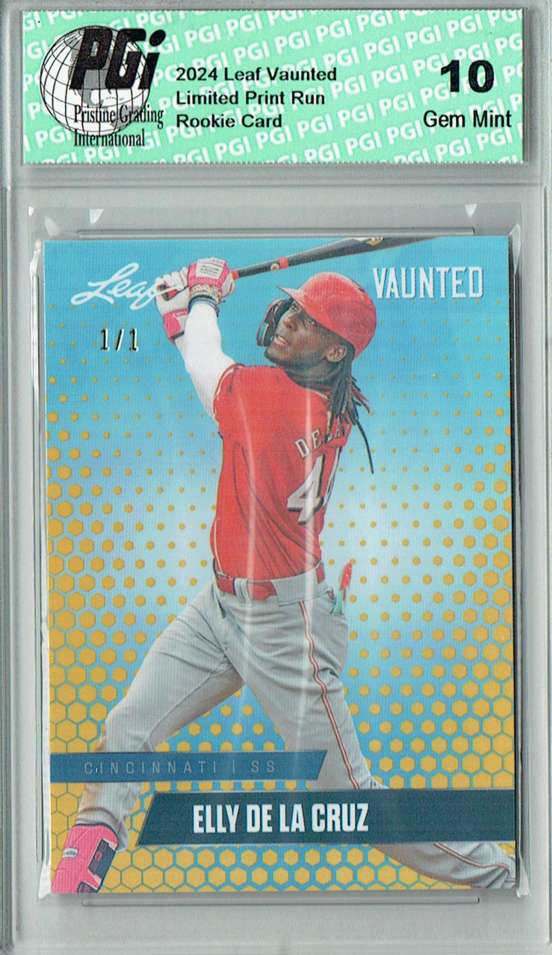 Elly De La Cruz 2024 Leaf Vaunted #V-04 Gold Shimmer 1/1 Rookie Card PGI 10