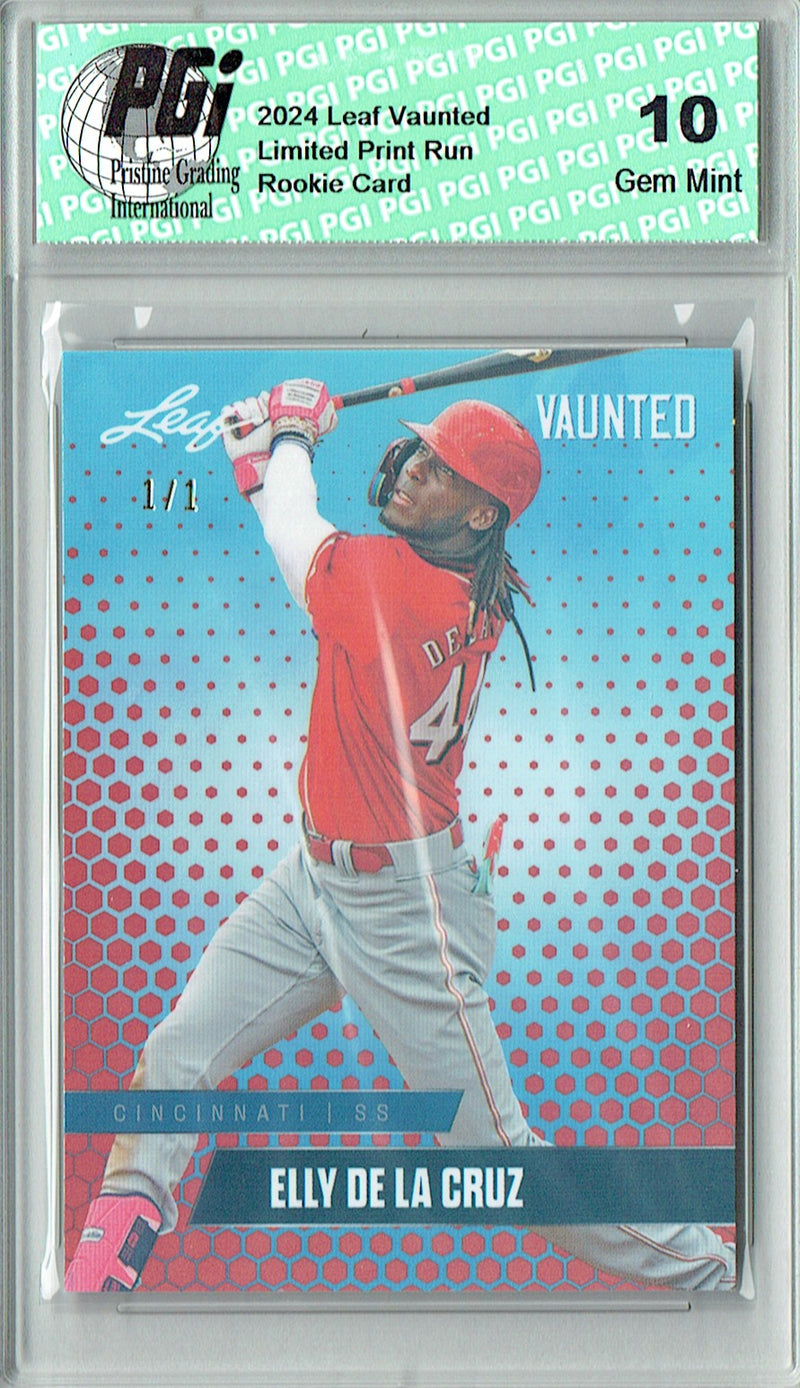 Elly De La Cruz 2024 Leaf Vaunted #V-04 Orange Shimmer 1/1 Rookie Card PGI 10