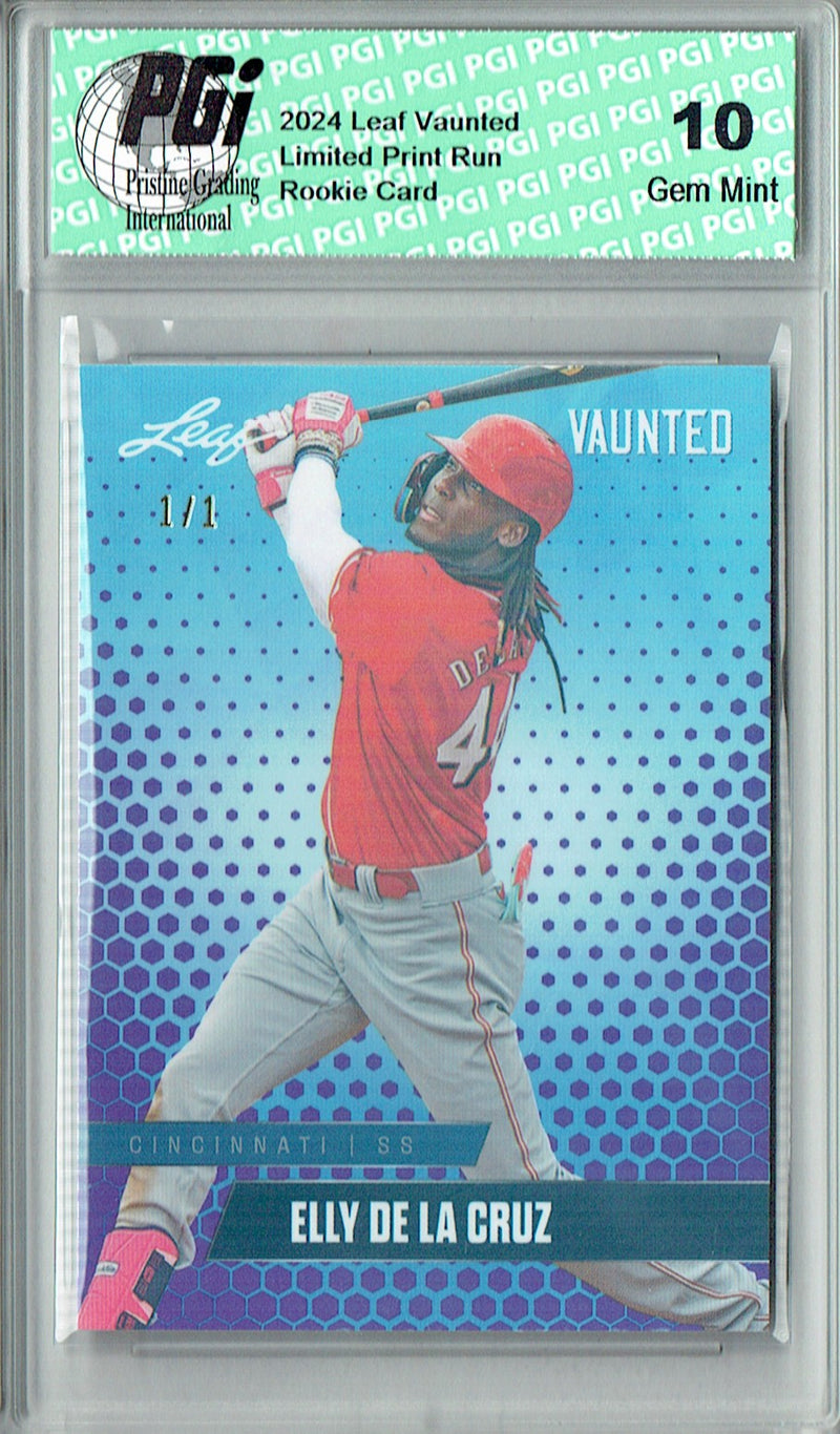 Elly De La Cruz 2024 Leaf Vaunted #V-04 Purple Shimmer 1/1 Rookie Card PGI 10