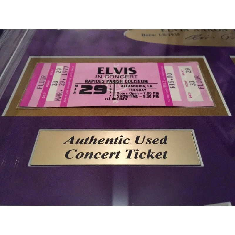 Elvis Presley Authentic Tickets Collage Framed Facsimilie Autograph Rare #D/25