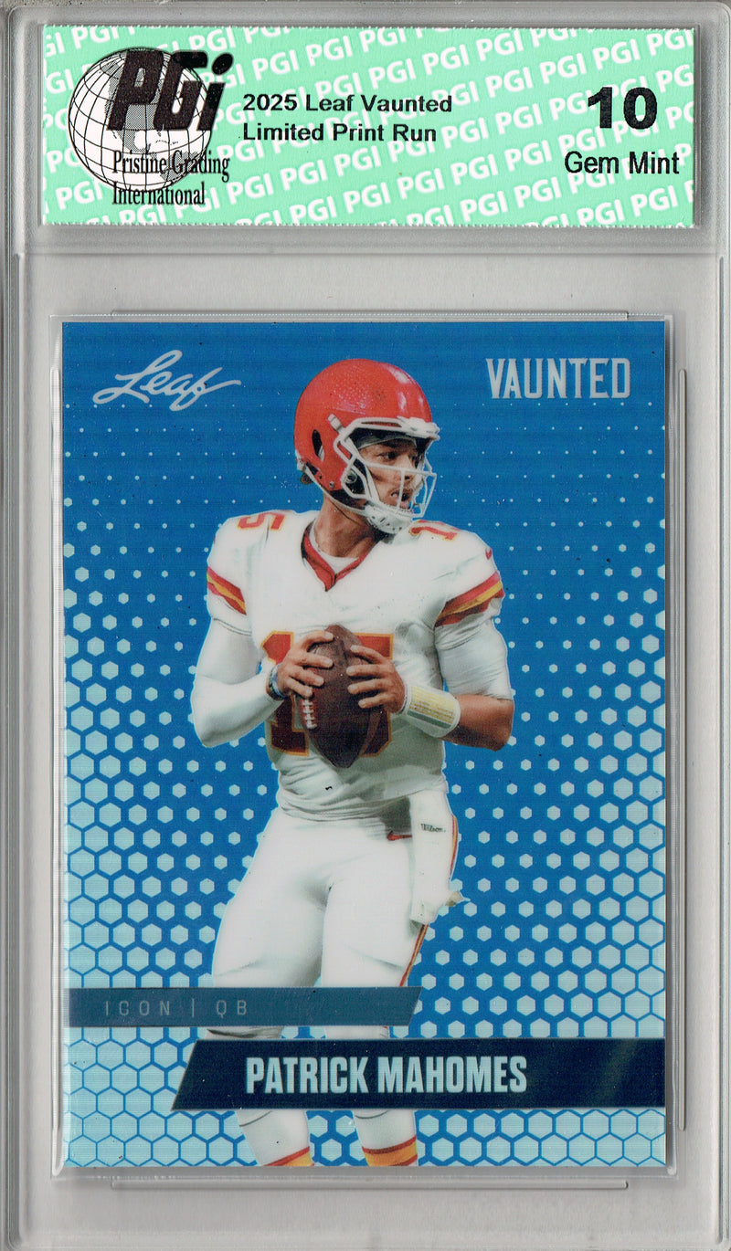 Patrick Mahomes Trading Card Kansas City PGI 10 Football Card 2025 Leaf Vaunted Metal #VM-06 Blue 9 Made