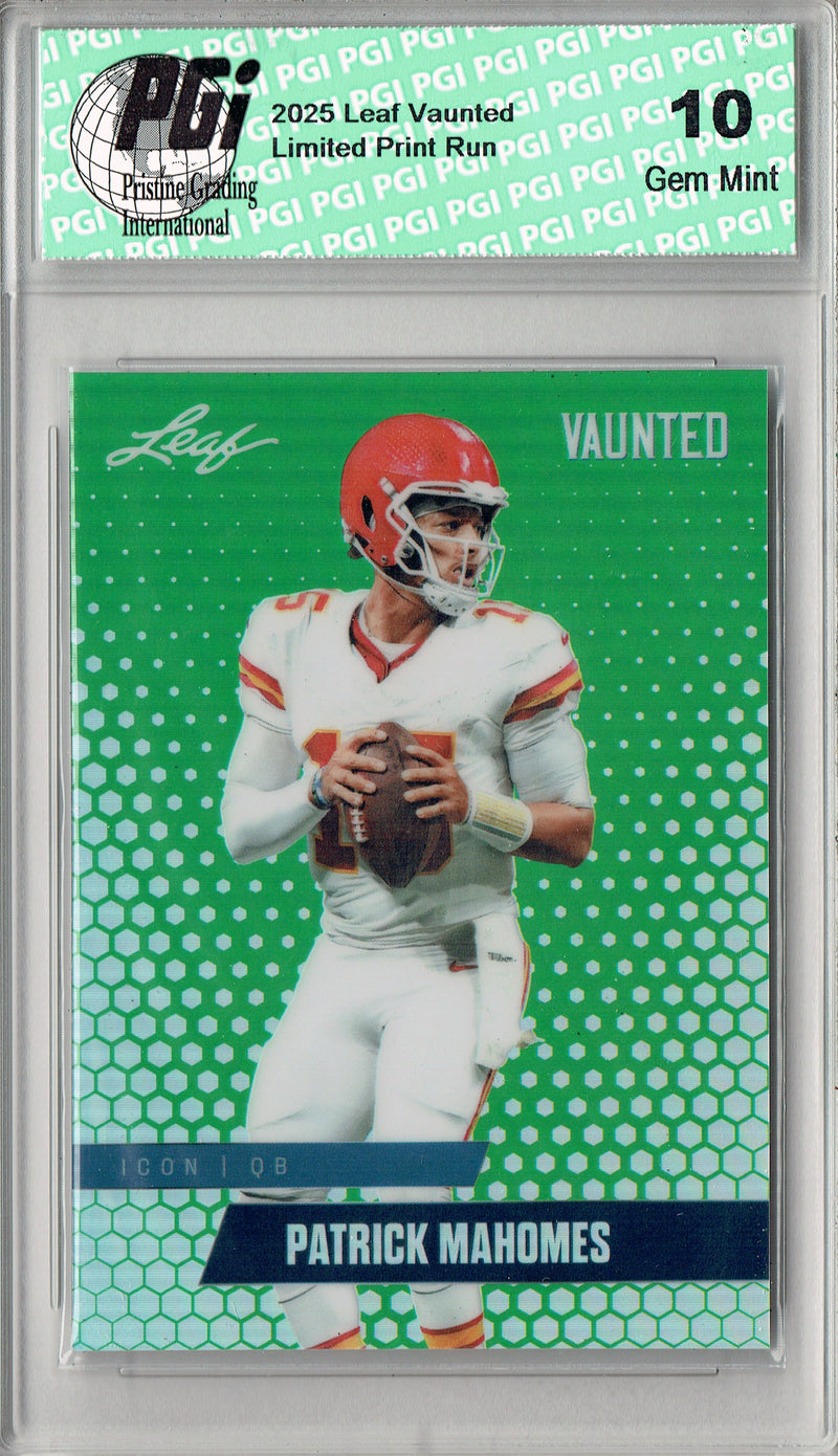 Patrick Mahomes 2025 Leaf Vaunted Metal #VM-06 Green 5 Made Rare Card PGI 10