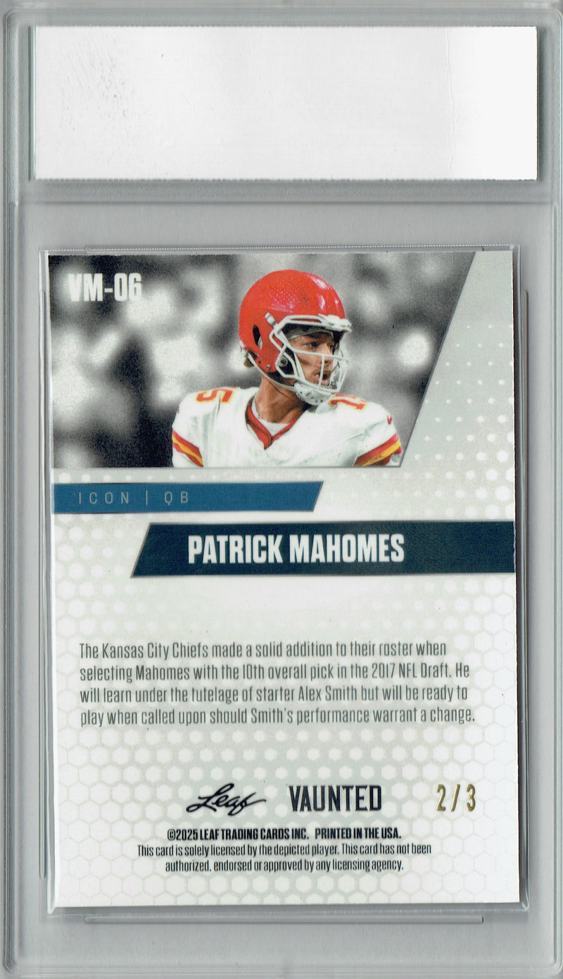 Patrick Mahomes 2025 Leaf Vaunted Metal #VM-06 Orange 3 Made Rare Card PGI 10