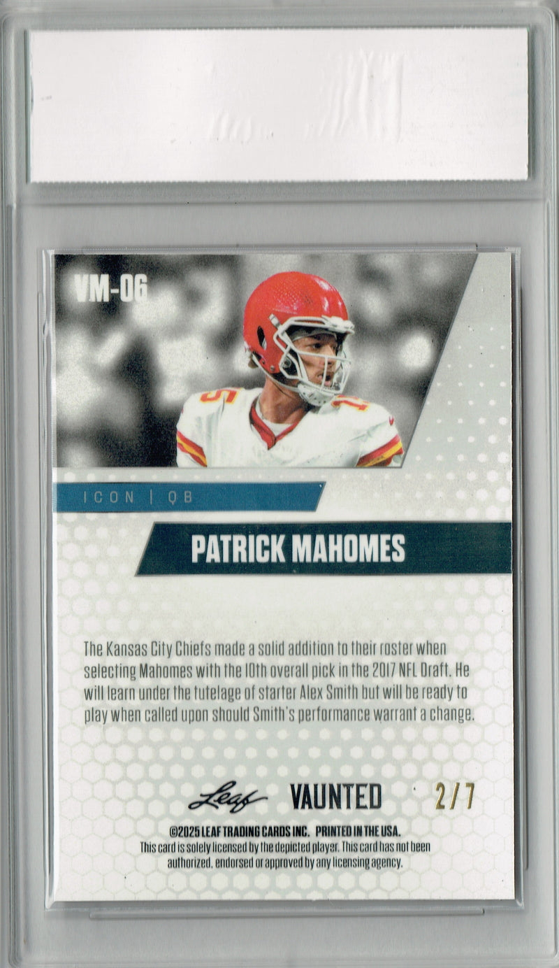 Patrick Mahomes 2025 Leaf Vaunted Metal #VM-06 Pink 7 Made Rare Card PGI 10