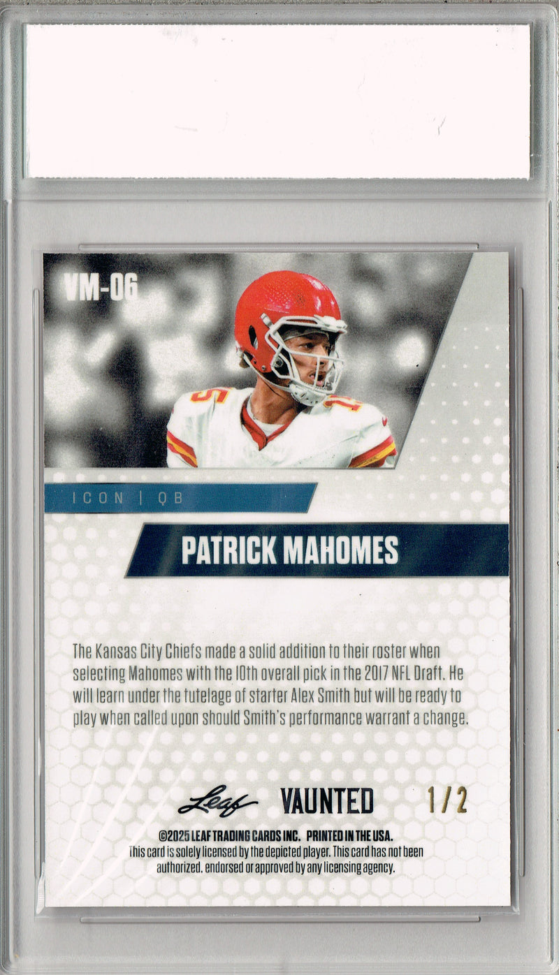Patrick Mahomes 2025 Leaf Vaunted Metal #VM-06 Red #1 of 2 Made Rare Card PGI 10