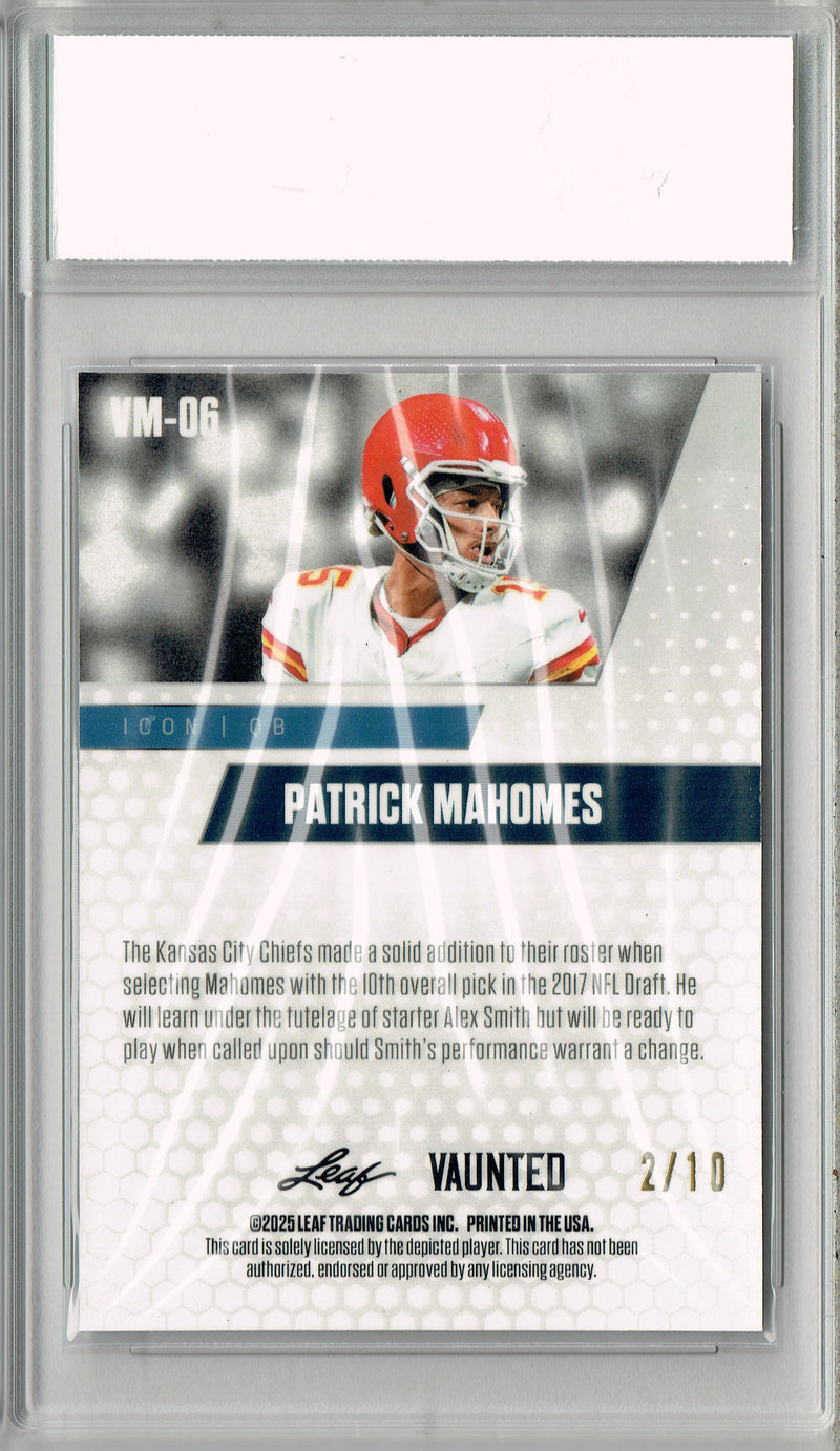 Patrick Mahomes 2025 Leaf Vaunted Metal #VM-06 Silver 10 Made Rare Card PGI 10