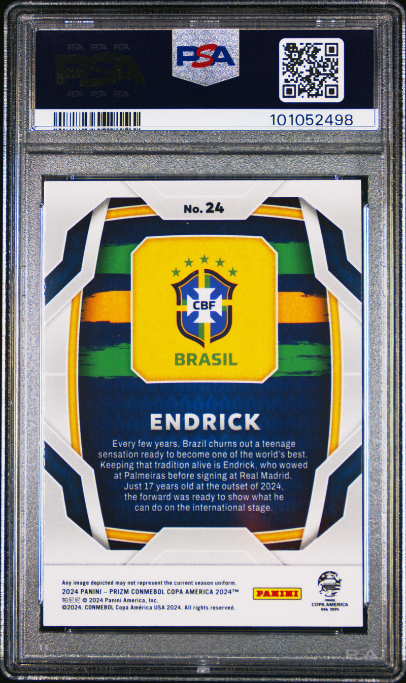 PSA 10 Endrick 2024 Panini #24 Prizm Rookie Card Brazil