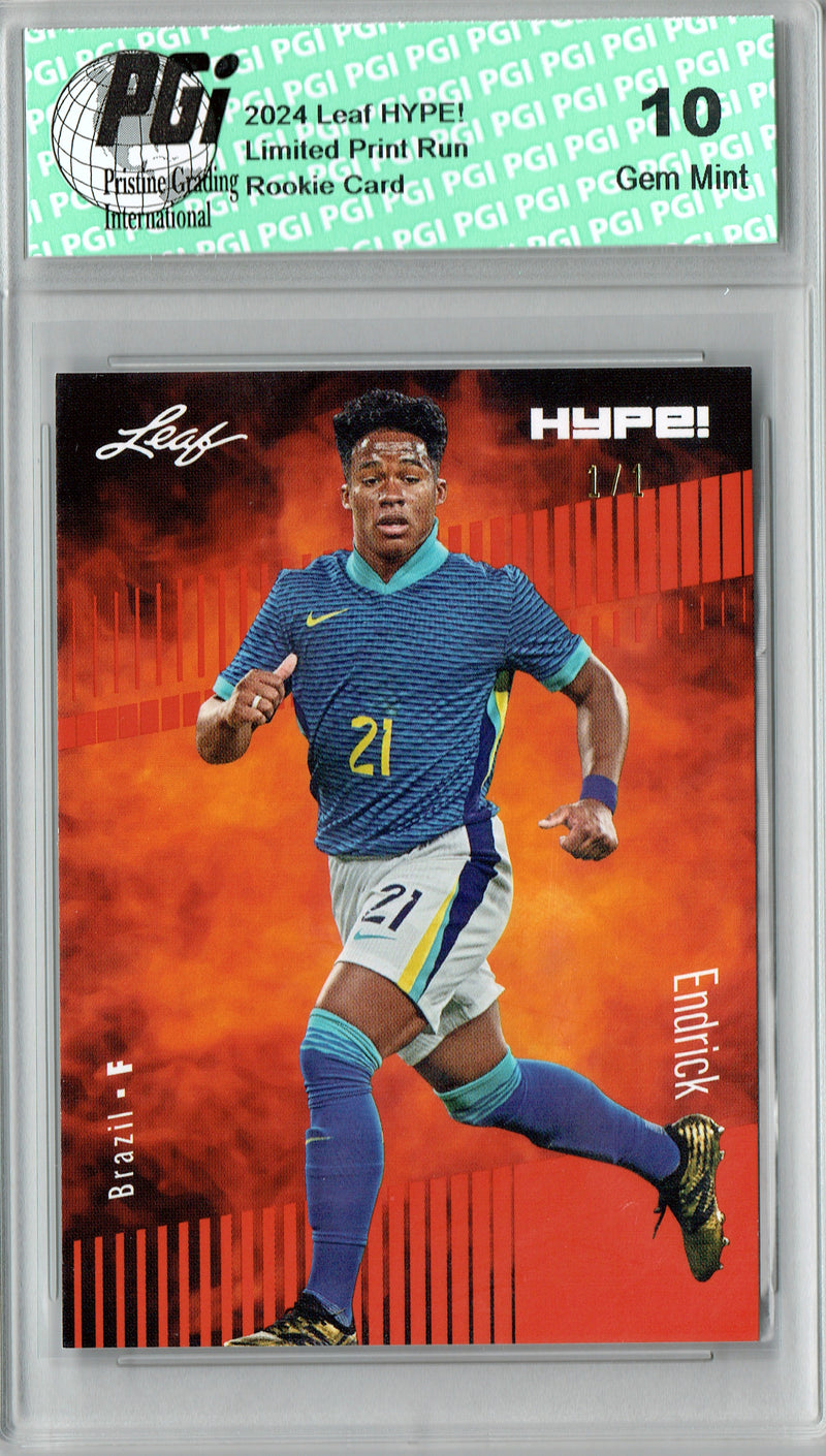 Endrick 2024 Leaf HYPE! #143 Orange Blank Back 1/1 Rookie Card PGI 10
