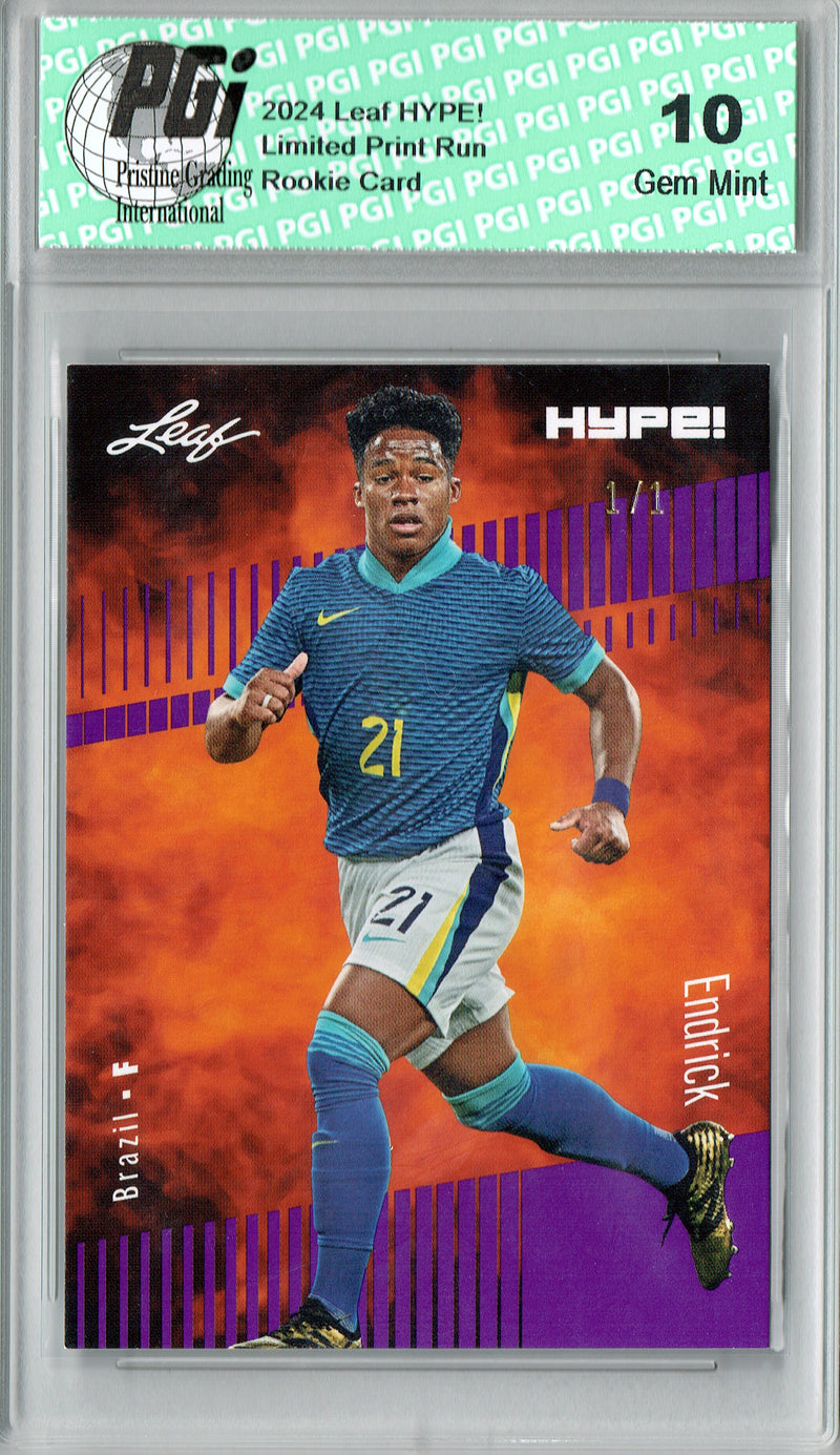Endrick 2024 Leaf HYPE! #143 Purple Blank Back 1/1 Rookie Card PGI 10