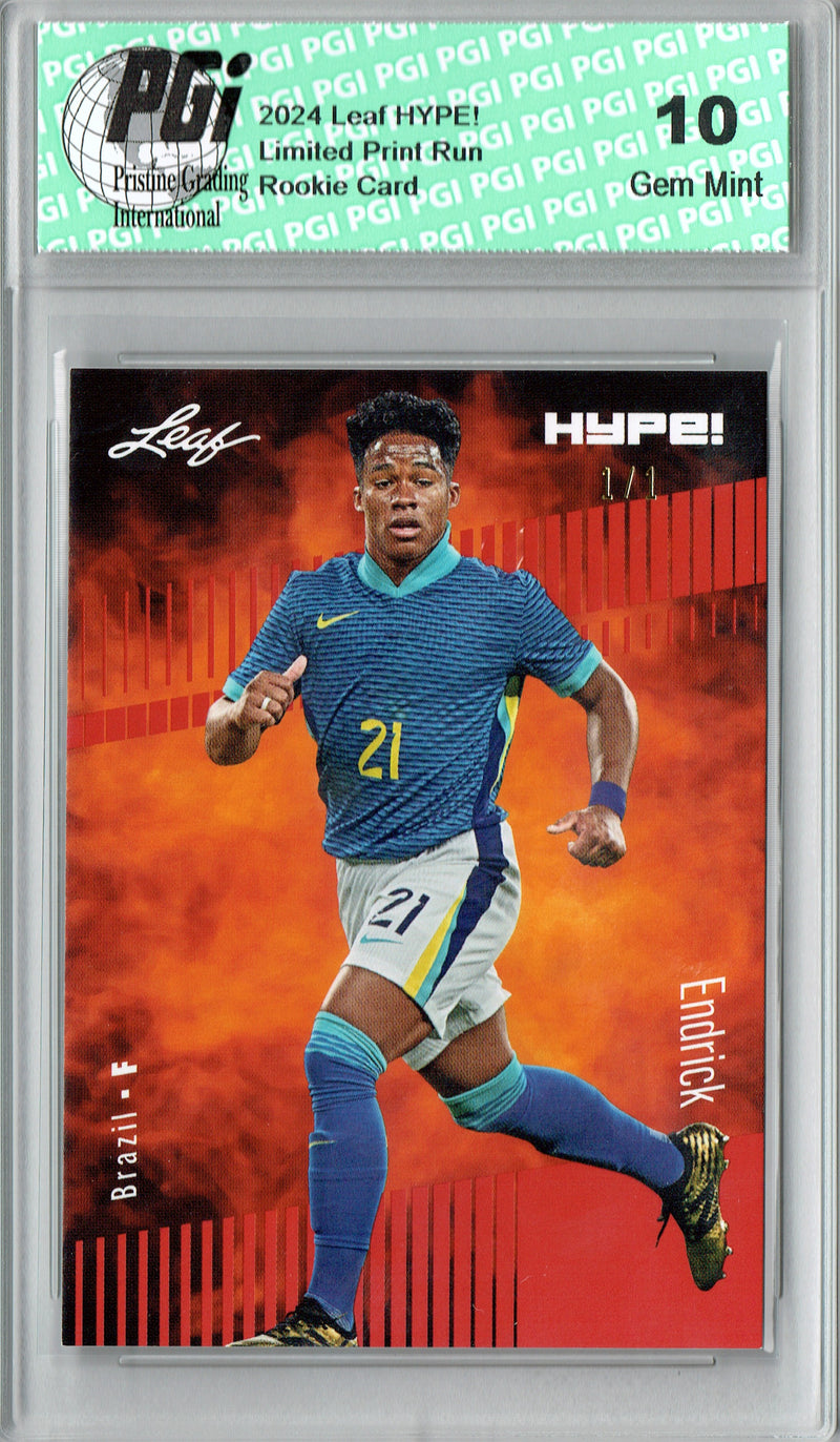 Endrick 2024 Leaf HYPE! #143 Red Blank Back 1/1 Rookie Card PGI 10