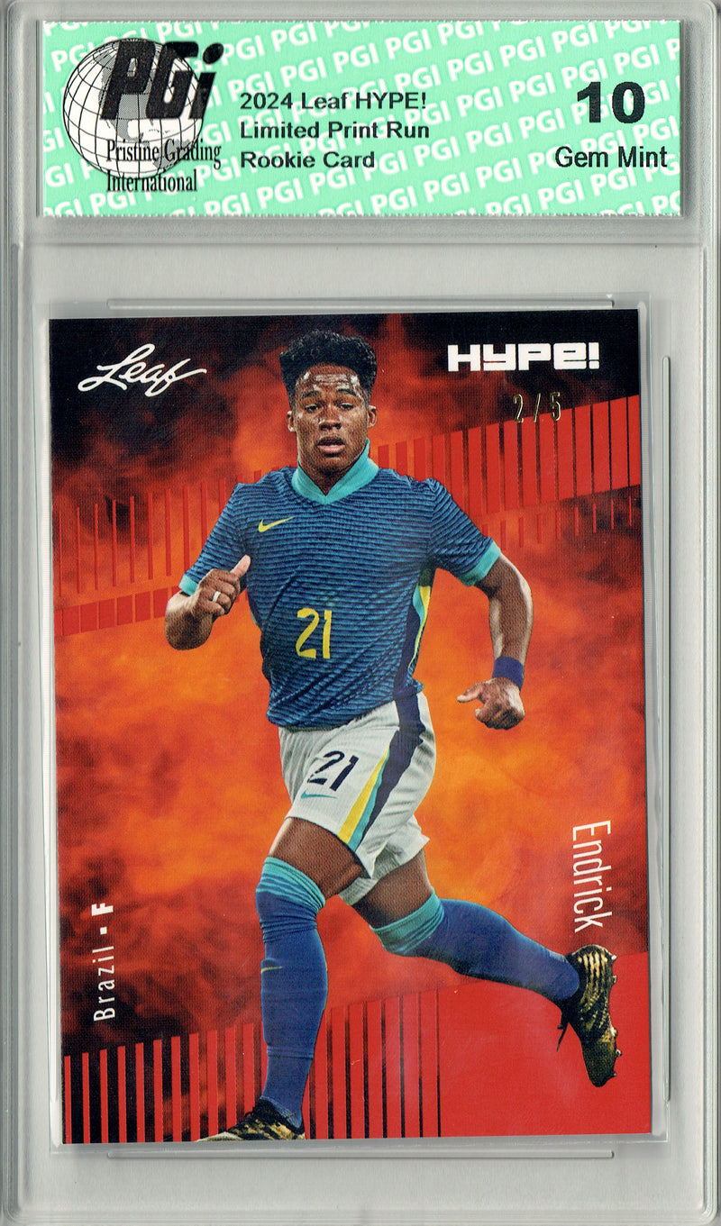 Endrick 2024 Leaf HYPE! #143 Red SP 5 Made Rookie Card PGI 10