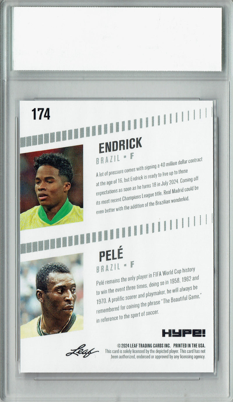 Pele/Endrick 2024 Leaf HYPE! #174 White Shimmer 1/1 Rookie Card PGI 10