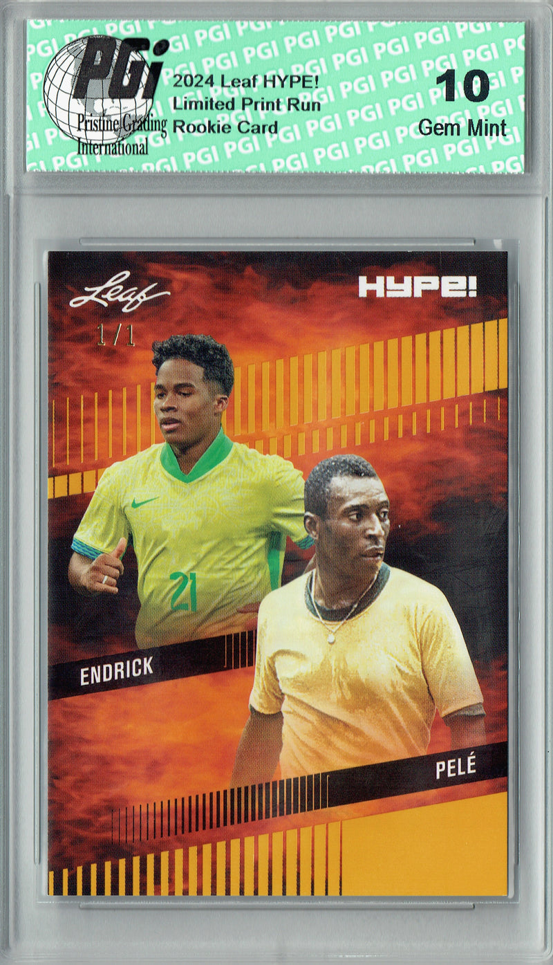 Pele/Endrick 2024 Leaf HYPE! #174 Gold Blank Back 1/1 Rookie Card PGI 10