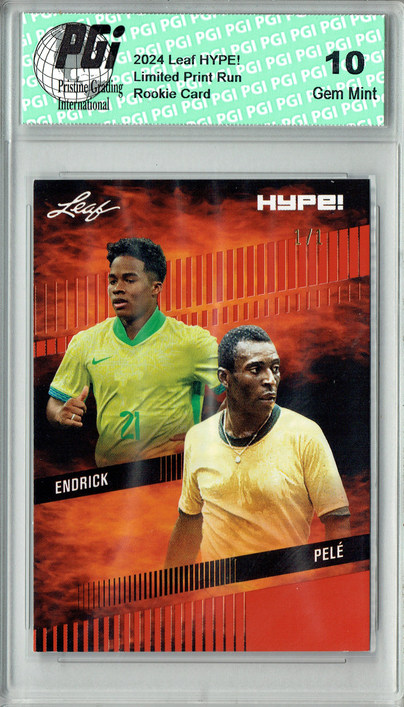 Endrick/Pele 2024 Leaf HYPE! #174 Masterpiece 1 of 1 Rookie Card PGI 10
