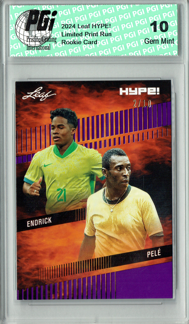 Endrick/Pele 2024 Leaf HYPE! #174 Purple SP 10 Made Rookie Card PGI 10