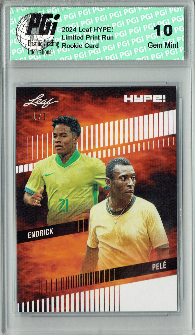 Pele/Endrick 2024 Leaf HYPE! #174 White Blank Back 1/1 Rookie Card PGI 10