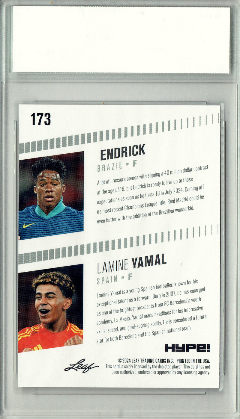 Lamine Yamal/Endrick 2024 Leaf HYPE! #173 Gold SP 25 Made Rookie Card PGI 10