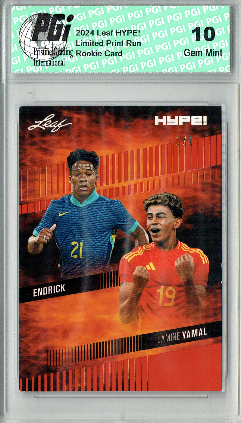 Lamine Yamal/Endrick 2024 Leaf HYPE! #173 Masterpiece 1 of 1 Rookie Card PGI 10