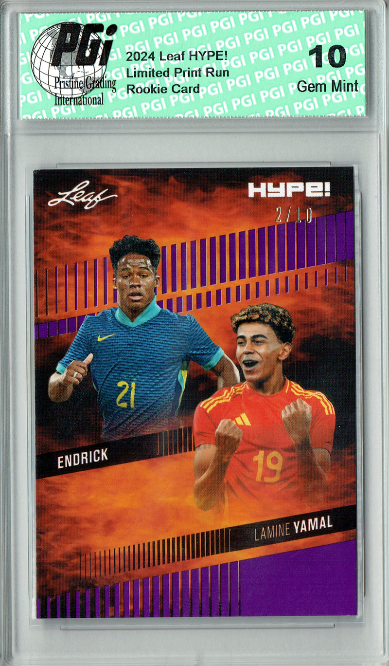 Lamine Yamal/Endrick 2024 Leaf HYPE! #173 Purple SP 10 Made Rookie Card PGI 10