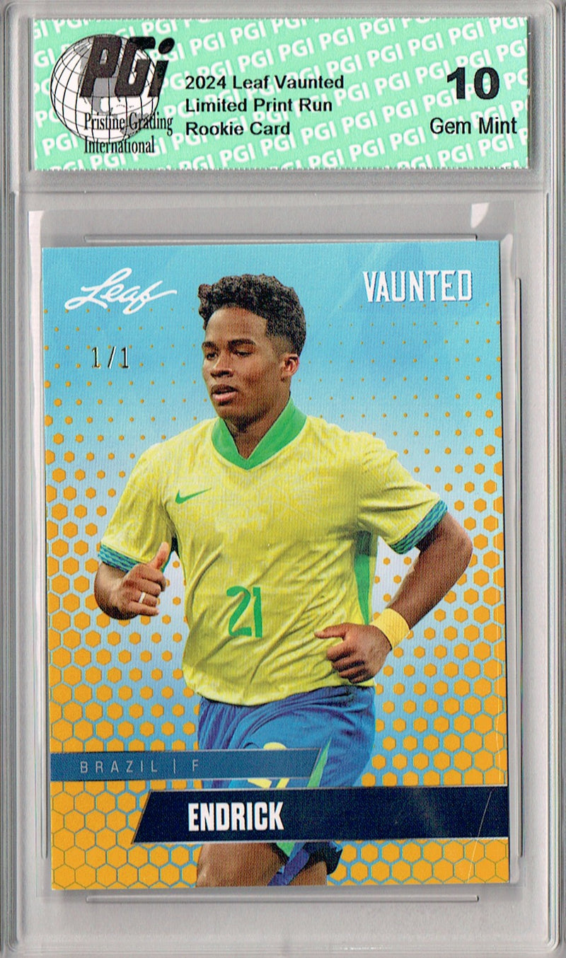 Endrick 2024 Leaf Vaunted #V-05 Gold Blank Back 1/1 Rookie Card PGI 10