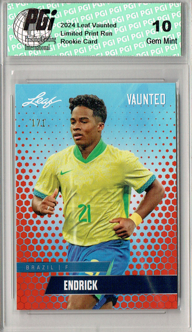 Endrick 2024 Leaf Vaunted #V-05 Orange Blank Back 1/1 Rookie Card PGI 10