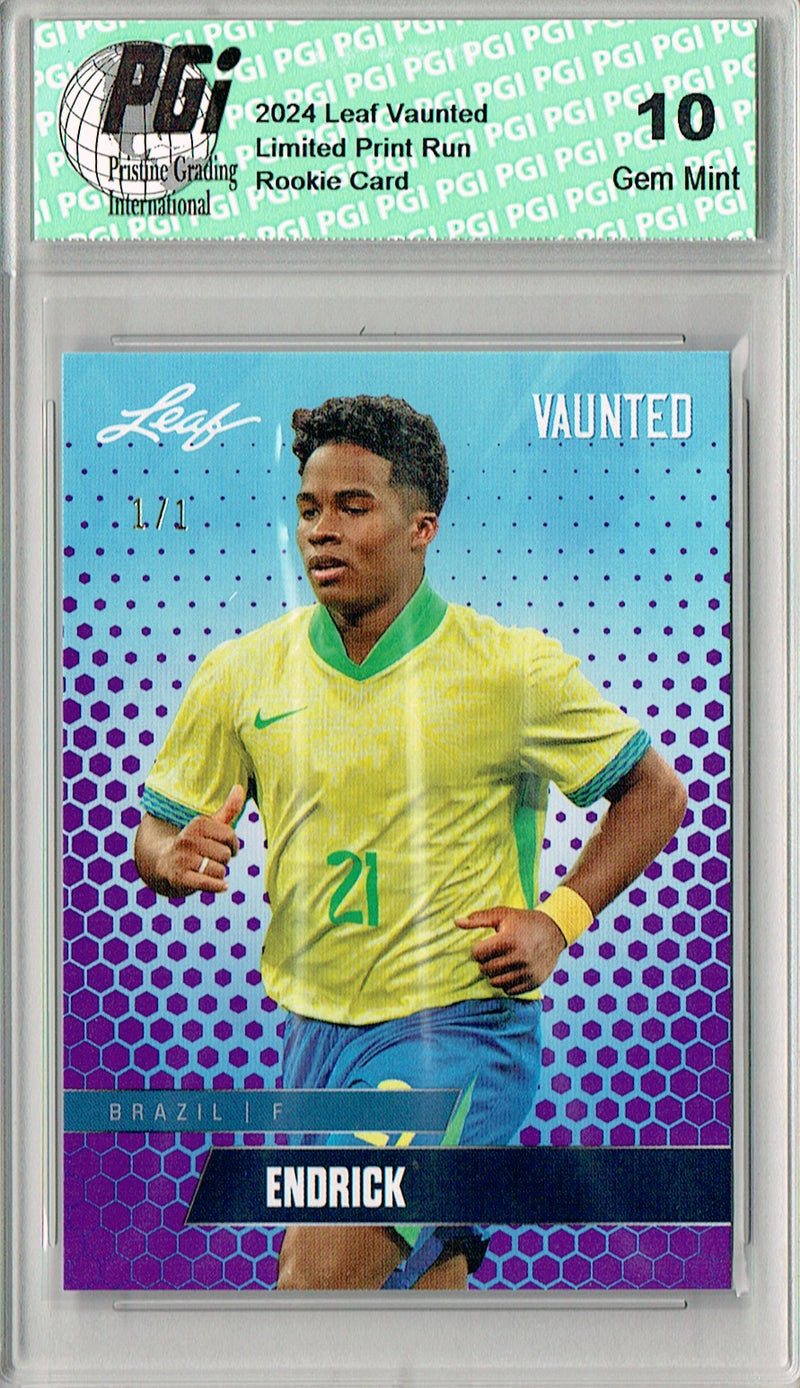Endrick 2024 Leaf Vaunted #V-05 Purple Blank Back 1/1 Rookie Card PGI 10