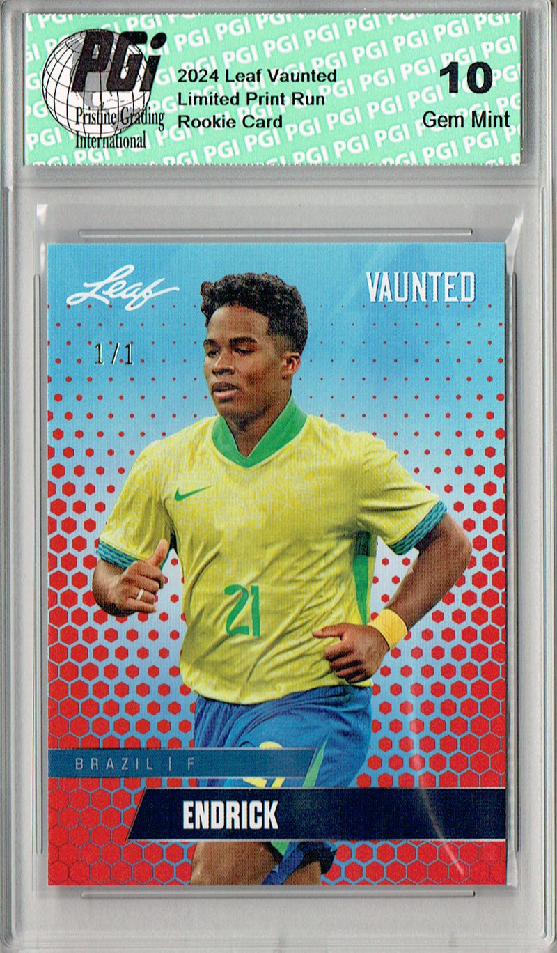 Endrick 2024 Leaf Vaunted #V-05 Red Blank Back 1/1 Rookie Card PGI 10