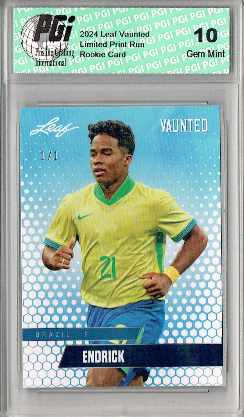 Endrick 2024 Leaf Vaunted #V-05 White Blank Back 1/1 Rookie Card PGI 10