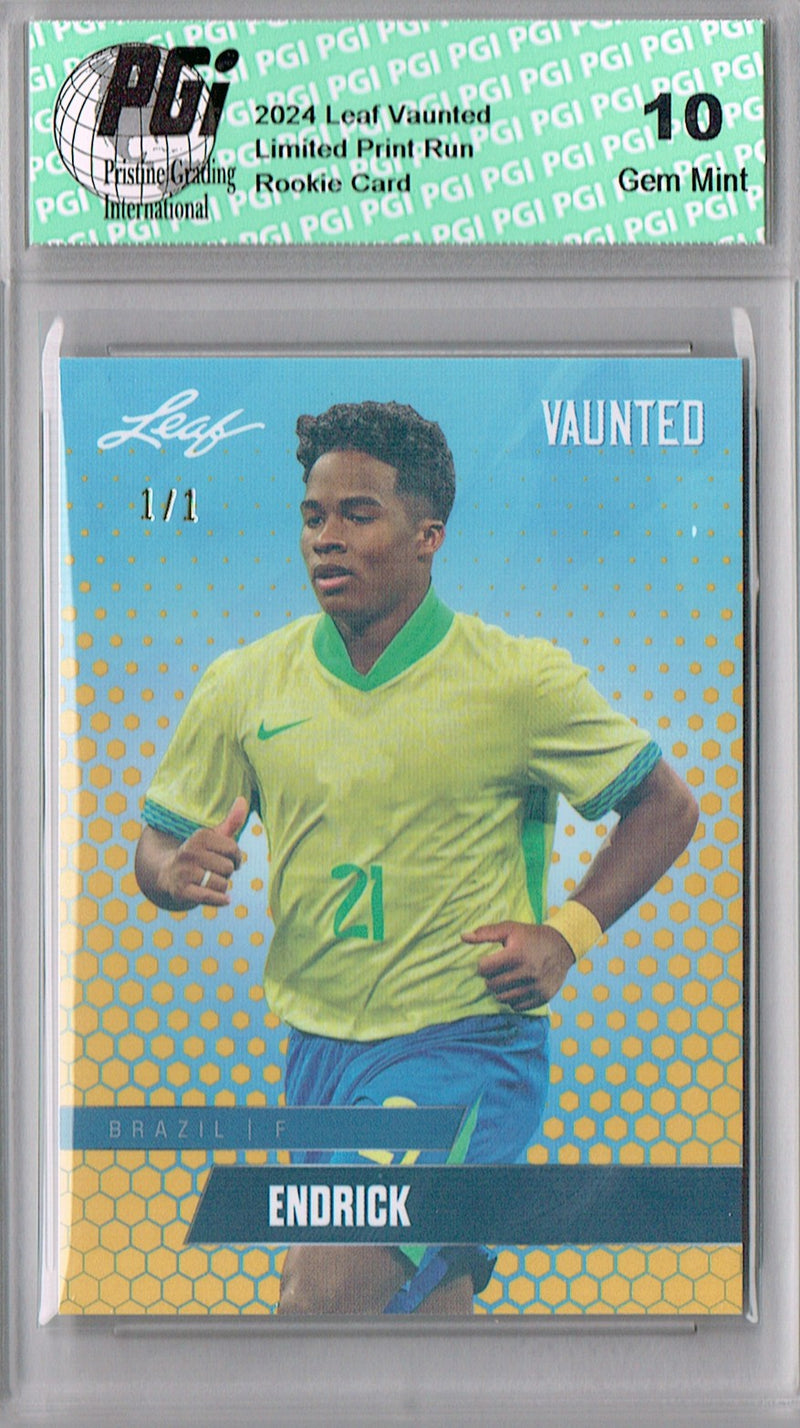 Endrick 2024 Leaf Vaunted #V-05 Gold Shimmer 1/1 Rookie Card PGI 10