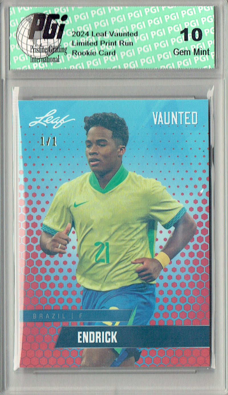 Endrick 2024 Leaf Vaunted #V-05 Orange Shimmer 1/1 Rookie Card PGI 10