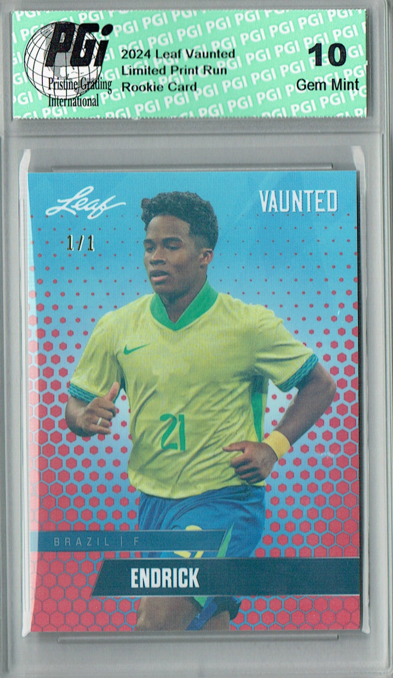 Endrick 2024 Leaf Vaunted #V-05 Red Shimmer 1/1 Rookie Card PGI 10