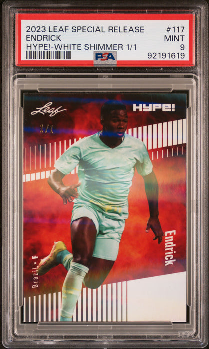 PSA 9 Endrick 2023 Leaf Hype! #117 White Shimmer 1/1 Rookie Card