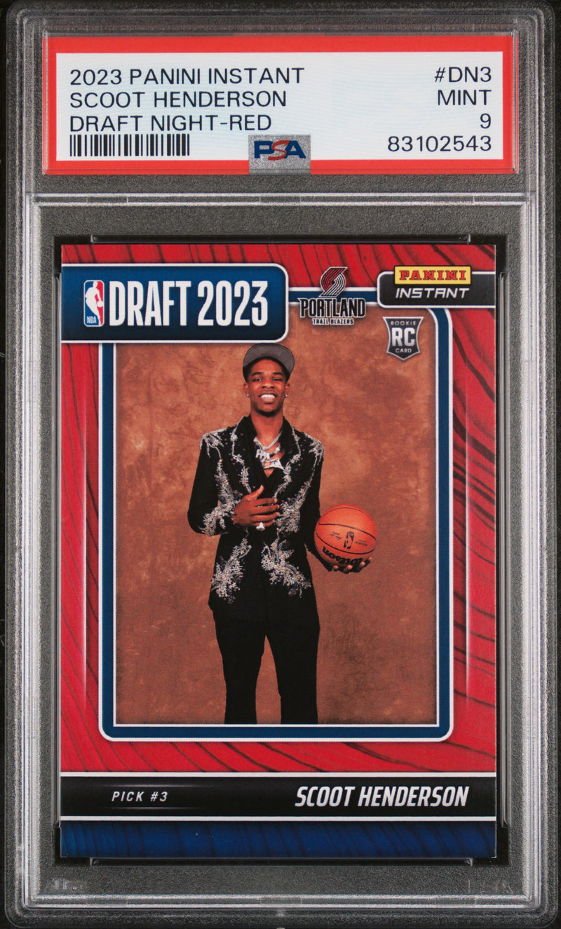 PSA 9 Scoot Henderson 2023 Panini Instant #DN-3 Rookie Card Draft Night #23/25