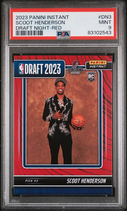 PSA 9 MINT Scoot Henderson 2023 Panini Instant #DN-3 Rookie Card Draft Night Red #23/25