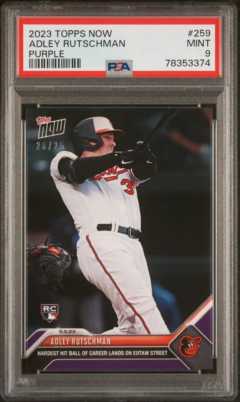 Adley Rutschman PSA 9 2023 Topps Now #259 Rookie Card Purple SP #20/25