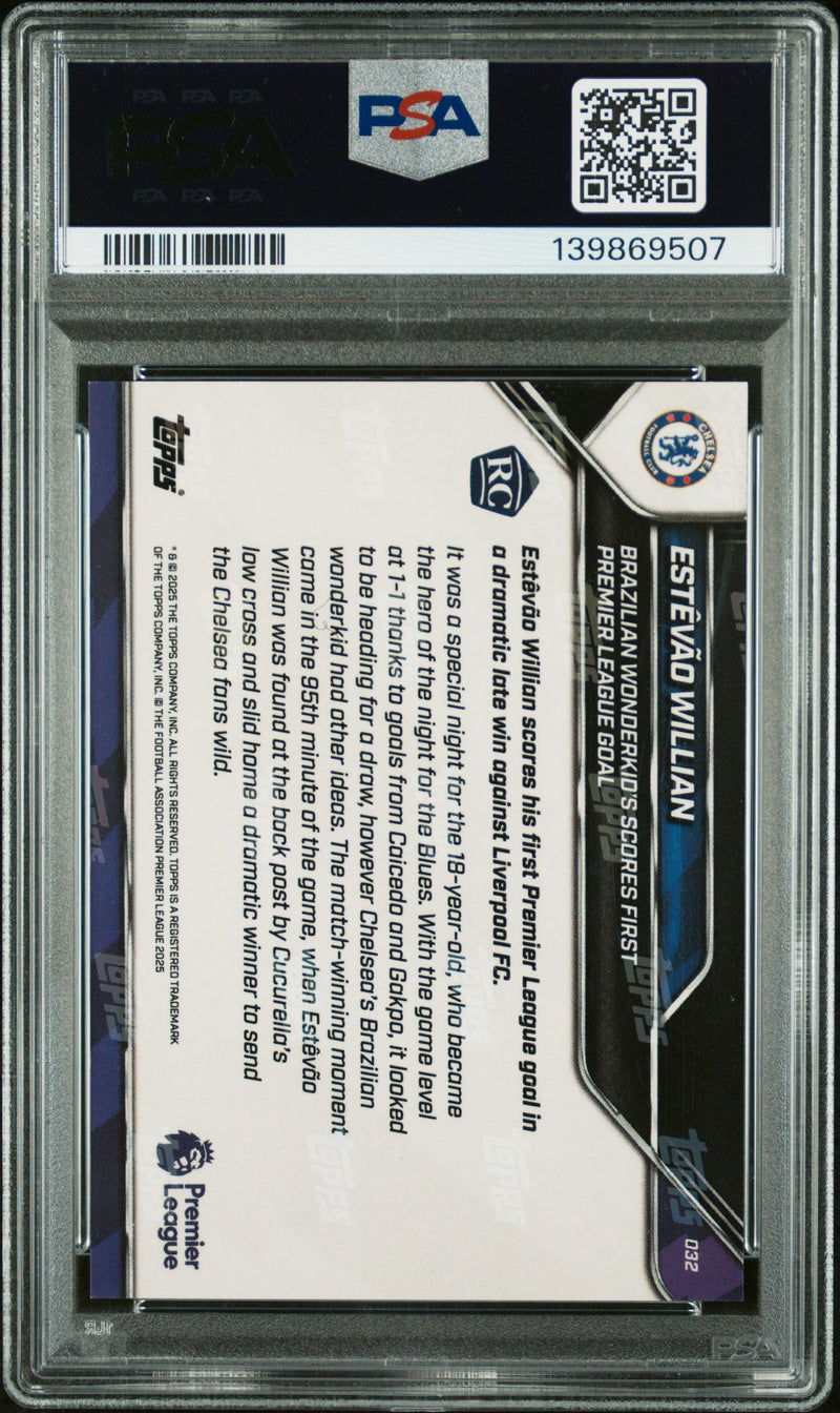PSA 9 Estevao Willian 2025 Topps Now #32 Gold Foil #37/50 Rookie Card Chelsea