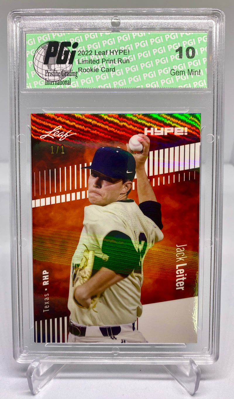 Jack Leiter 2022 Leaf HYPE! #68 White Shimmer 1 of 1 Rookie Card PGI 10