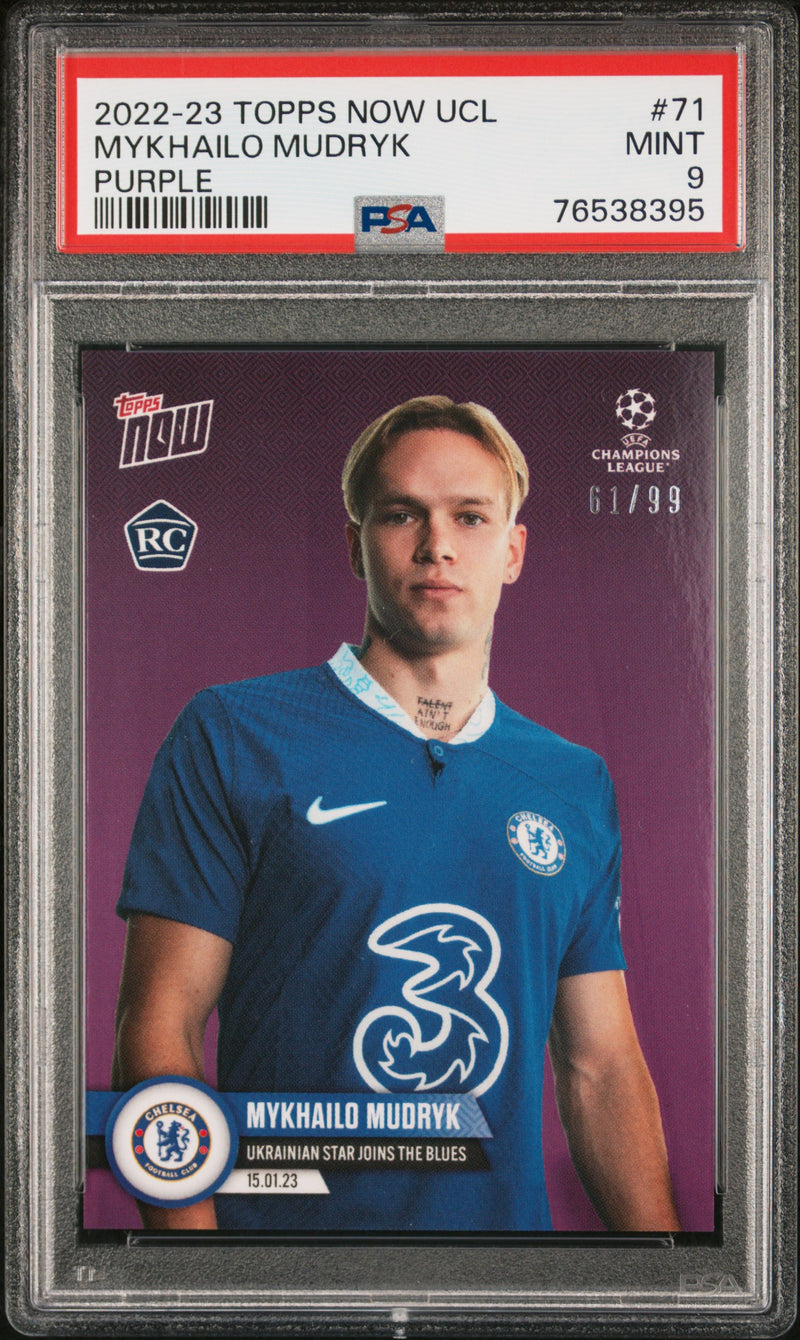 Mykhailo Mudryk PSA 9 2022 Topps Now UCL #71 Rookie Card Purple #61/99